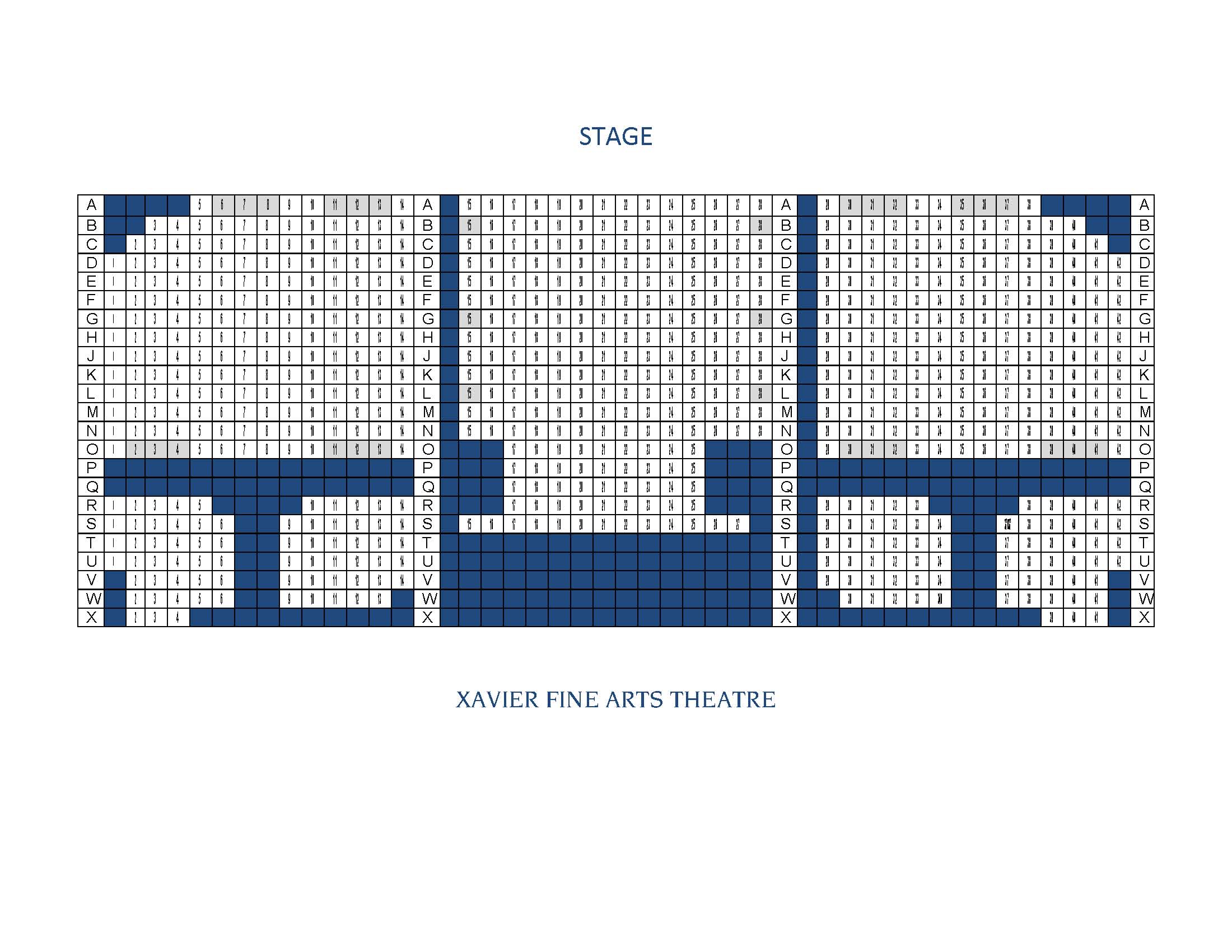 Xavier Fine Arts Theatre seating chart